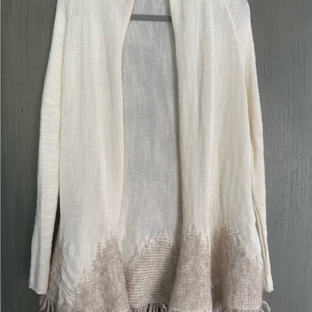 Moth Anthropologie Boho Light Weight cream taupe cotton Alpaca Wool  sweater S